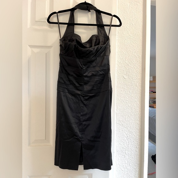 White House Black Market Black Satin Halter Dress | Women’s Size 2 - Picture 2 of 6